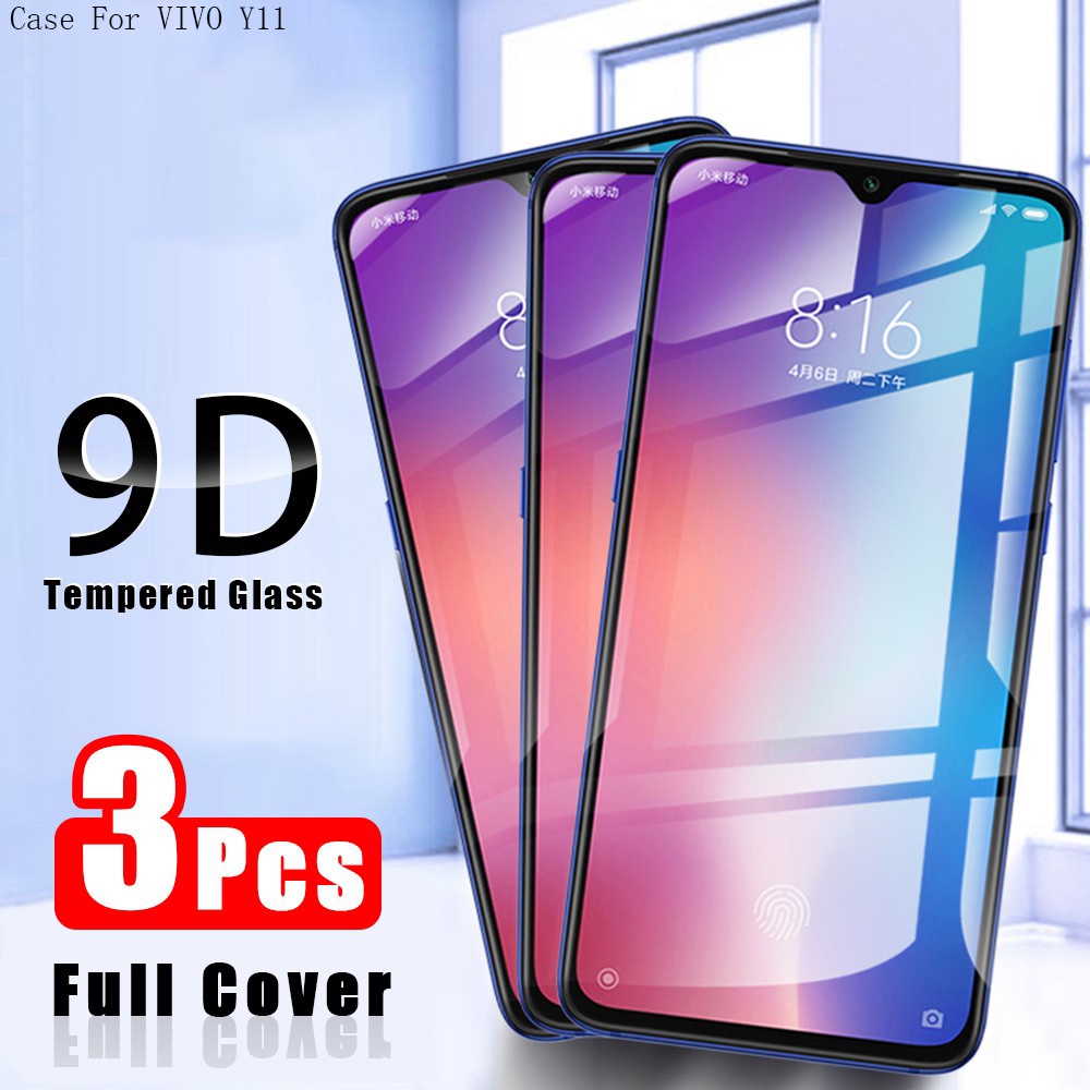 3Pcs 9D Tempered Glass for Vivo Y30 Y12S Y12A Y50 Y19 Y12 Y17 Y15 Y15S Y15A Y11 2019 Y21 Y21S Y33S Y20 Y20i Y20S G Y30I 5G Y53S 4G 2021 Transparent Full Coverage Screen Protector