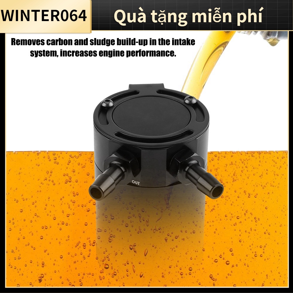 Bình chứa dầu động cơ xe hơi bằng nhôm hai lỗ đa năng Bộ dụng cụ bình chứa khí nén có thể bắt được Màu đen Winter064