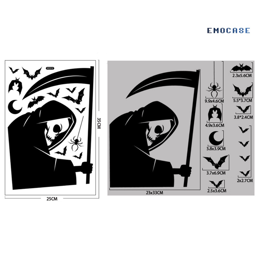Đề Can Dán Tường / Kính Cửa Sổ Trang Trí Họa Tiết Halloween Chống Nước Có Thể Tháo Gỡ