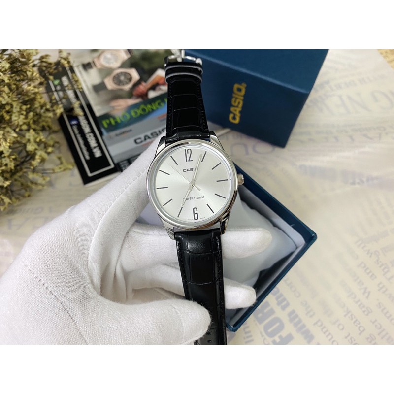 Đồng hồ nam dây da Casio chính hãng Anh Khuê MTP-V005L-7BUDF