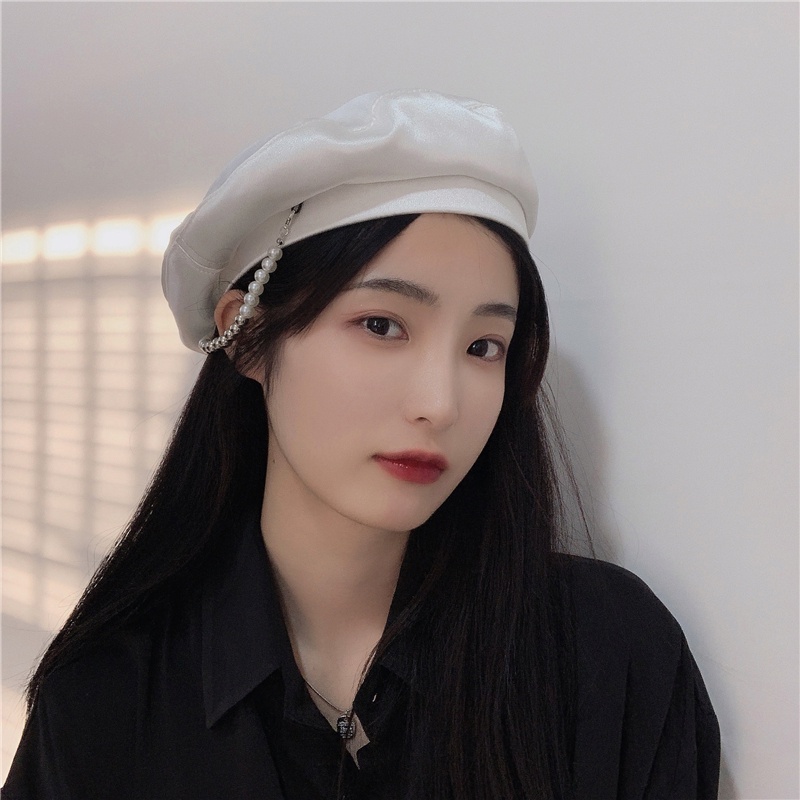 Mũ Beret Mỏng Đính Ngọc Trai Phong Cách Nhật Bản Thời Trang Mùa Hè Cho Nữ