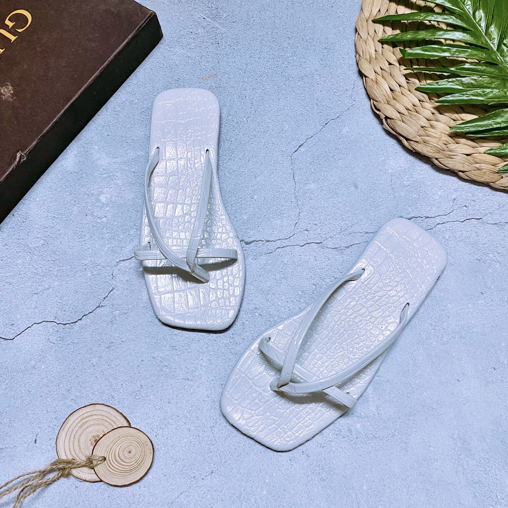 Dép nữ vân rắn quai kẹp ngang mảnh đơn giản sành điệu - TT397