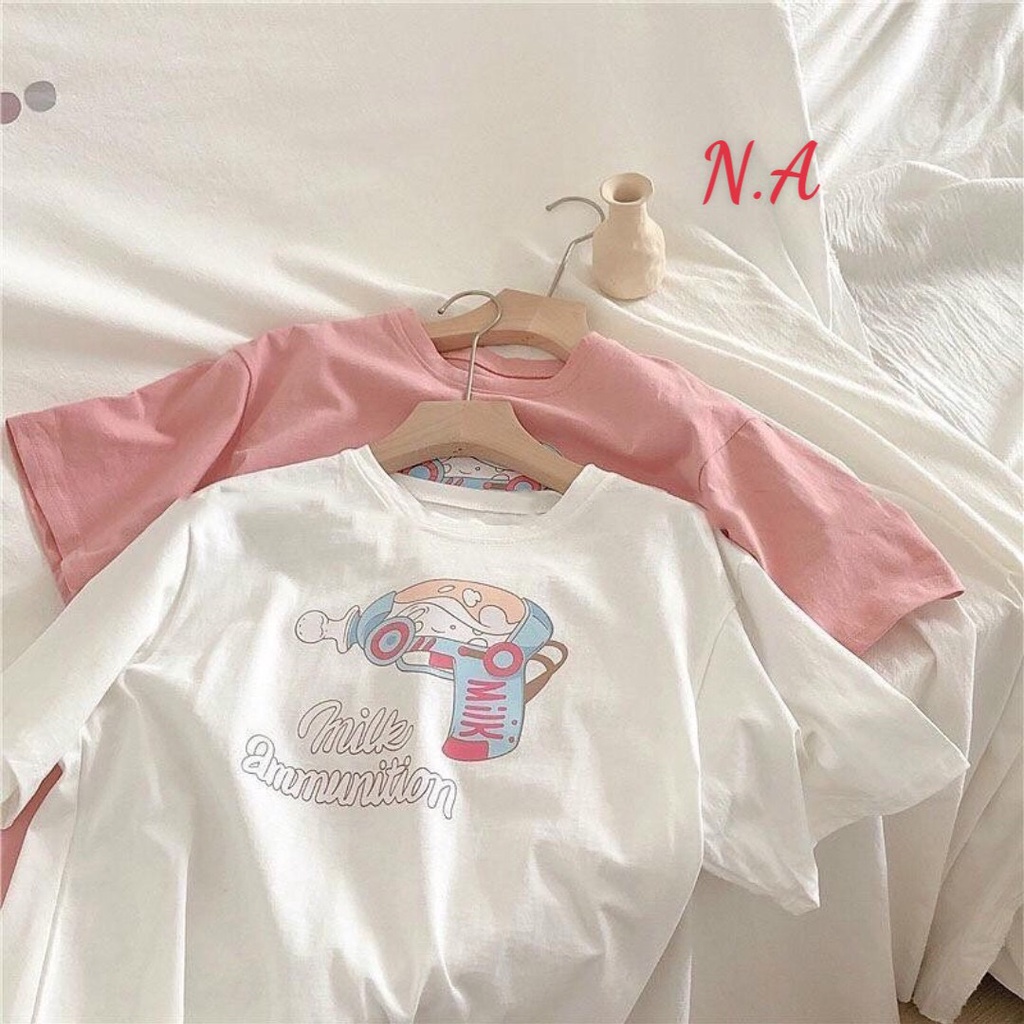 Áo  thun milk súng xinh chất cotton su phù hợp mùa hè