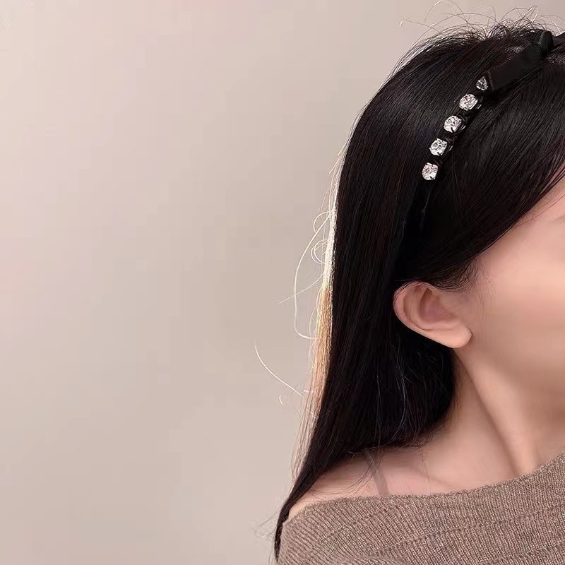 Băng đô cài tóc nơ đính đá ngọt ngào
