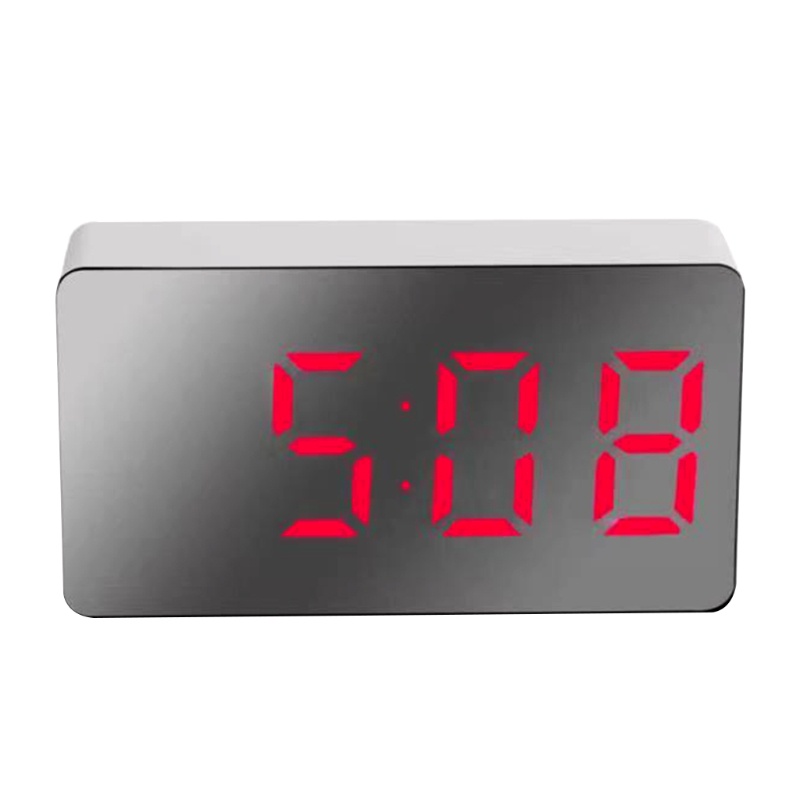Đồng Hồ Báo Thức Kỹ Thuật Số Mini Màn Hình LED Mặt Gương Hiển Thị Nhiệt Độ Trong Ngày Giờ Cho Xe Hơi