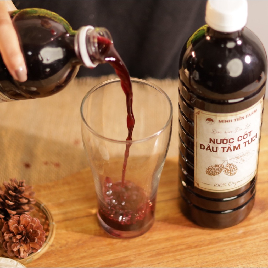 Nước cốt dâu tằm dâu tây chanh dây Đà Lạt đậm đặc chai 1000ml- Minh Tiến Farm