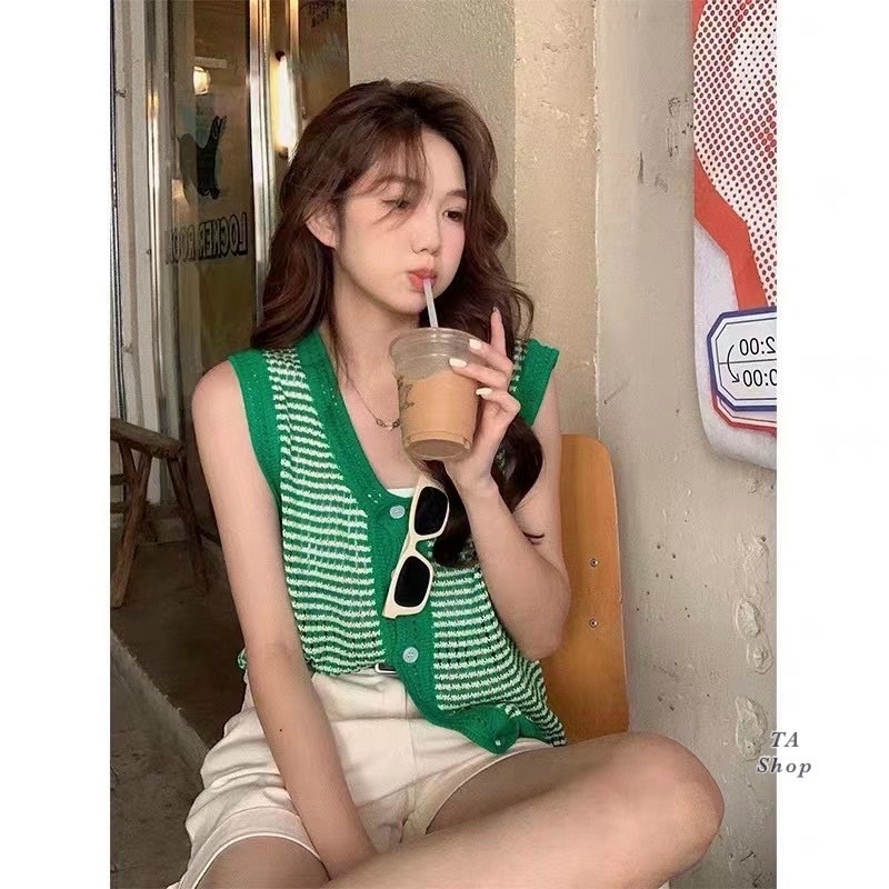 Áo len GhiLe Sát Nách Cài Khuy, Len Đan Móc Vintage Nhiều Màu