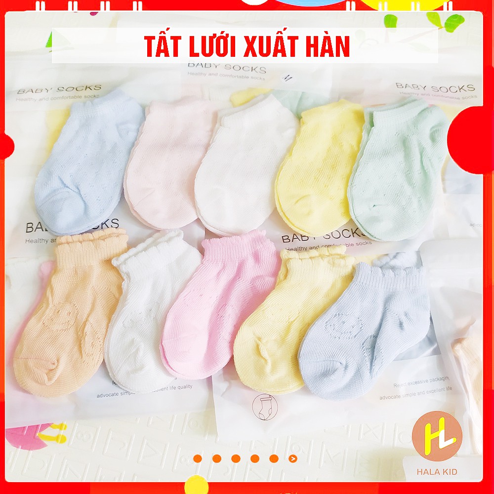 Set 5 đôi TẤT LƯỚI cotton xuất hàn mềm mịn , thoáng mát cho bé 0-3 tuổi -QATE0019