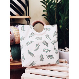 Túi vải quai gỗ handmade