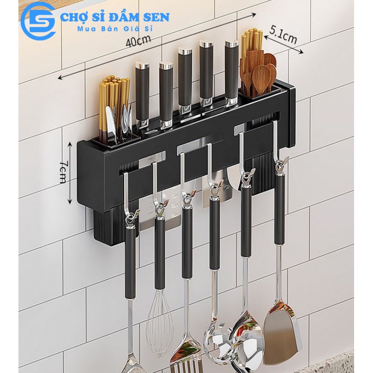 Kệ treo đồ nhà bếp đa năng, giá gác dao dán tường có móc treo tiện dụng G392-KeDaoSat