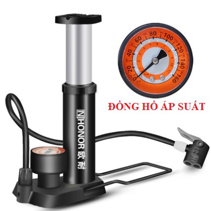 Bơm hơi xe máy mini , gấp gọn có đồng hồ áp xuất - Bảo hành 6 tháng 1 đổi 1