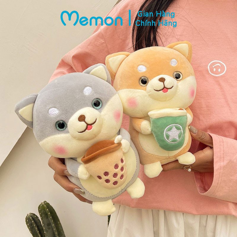 Gấu Bông Chó Shiba Ôm Trà Sữa Cao Cấp Memon