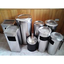 Thùng rác inox có gạt tàn thuốc lá cao cấp