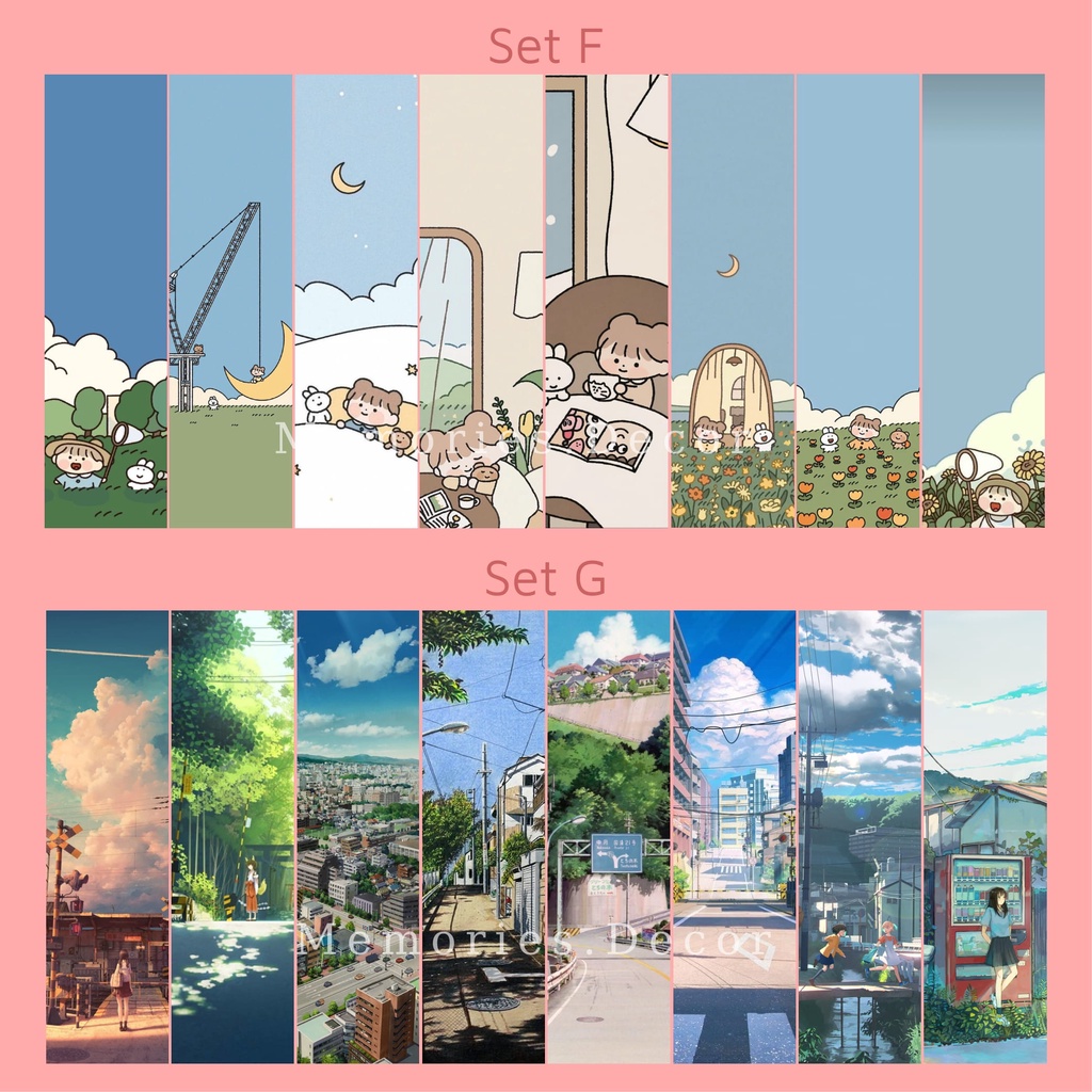 Book Mark Kẹp Sách Giấy Cứng có Ép Plastic, Set 8 Tấm Đánh Dấu Sách Họa Tiết Cực Xinh