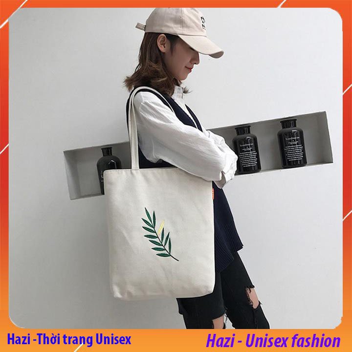 [HÀNG LOẠI 1] Túi tote vải bố đựng đồ canvas đi học đi làm kiểu mới in hình lá liễu