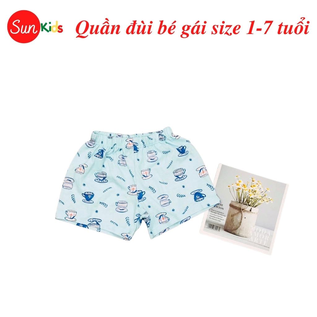 Quần đùi bé gái SUNKIDS1, quần đùi cho bé chất cotton mềm mát, size 1-7 tuổi, nhiều màu