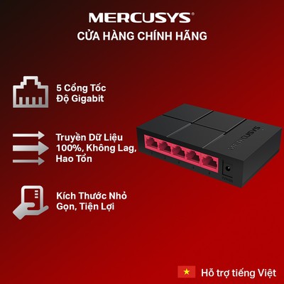 [Switch 5 Cổng] Tốc Độ1000Mpbs - Mercusys MS105G | 5 Cổng Gigabit Hiệu Năng Cao, Bền Bỉ, Thiết Kế Ngầu