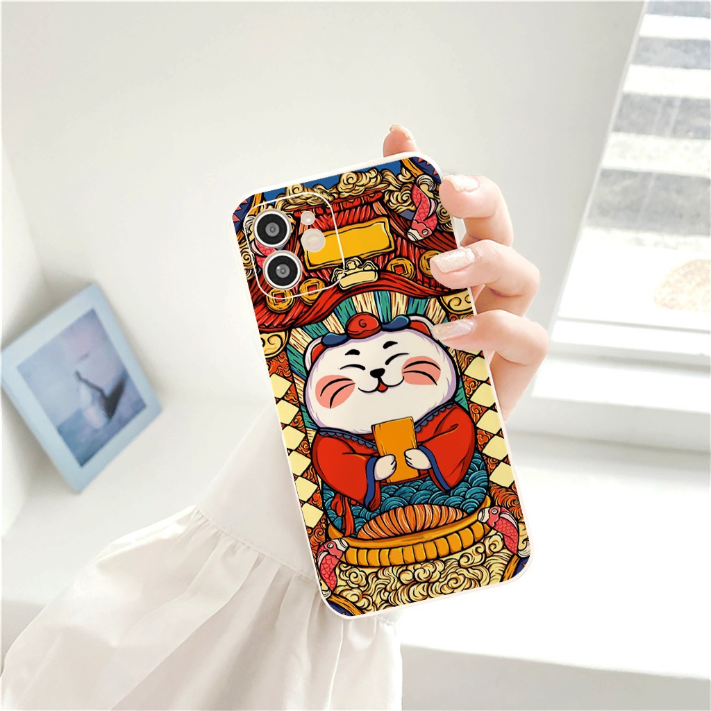 Ốp lưng iphone cạnh vuông Mèo Thần Tài ỐP TẾT 2023 cho 6/6s/6splus/7/7plus/8/8plus/x//xs/11/12/pro/max/plus/promax e169