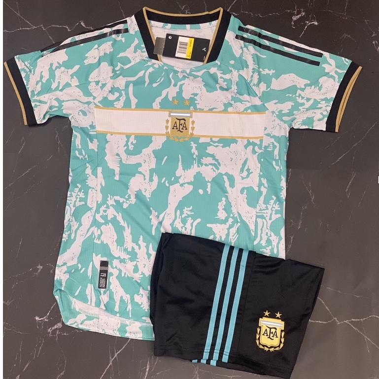 Áo đội tuyển Argentina ⚡FREESHIP⚡ bản kỷ niệm màu xanh ngọc - set bộ thể thao nam ngắn tay form âu cao cấp