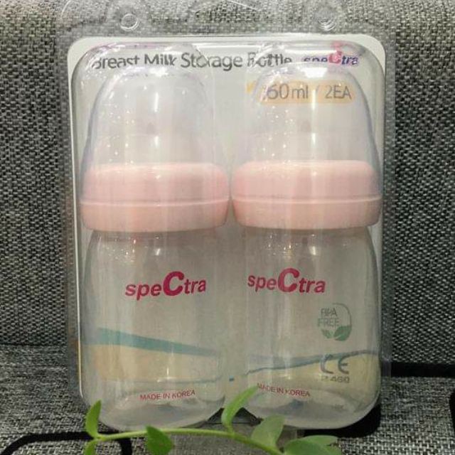 Set 2 bình trữ sữa mẹ cổ rộng 160ml kèm nắp đậy Spectra Hàn Quốc - không kèm ti bú