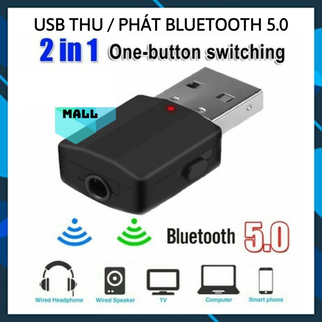 USB Thiết bị thu / phát kết nối tín hiệu Bluetooth 5.0 AUX RCA USB 3.5mm 2 trong 1