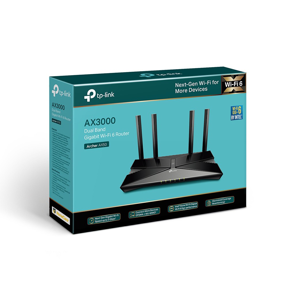 Router Wi-Fi 6 Gigabit Băng Tần Kép AX3000 Archer AX50-Chính hãng