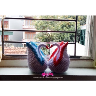 Cặp Thiên Nga Origami 3D (handmade)