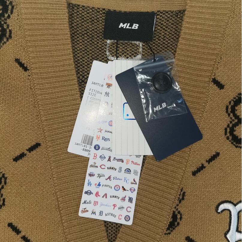 ❤❀  ❤ Mlb Áo Khoác Cardigan Tay Dài Cổ Chữ V Thêu Chữ Thời Trang