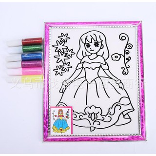 [Kho Sỉ] Tranh bọt biển tô màu kim tuyến cho bé