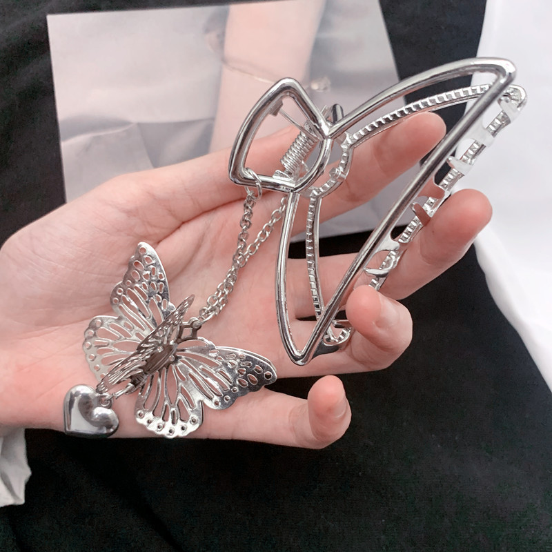 Kẹp Tóc Kim Loại Hình Bướm / Trái Tim Phong Cách Hàn Quốc