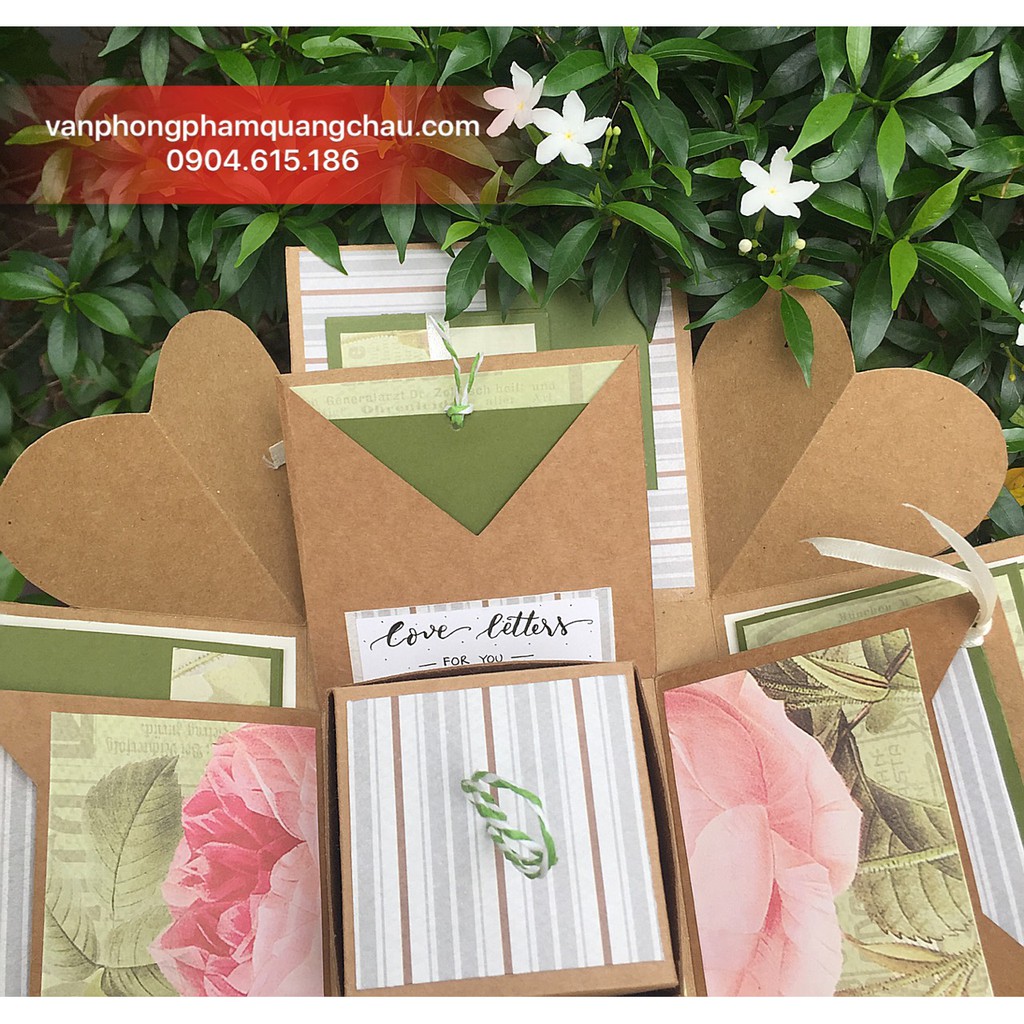 Love box - Scrapbook, album dán ảnh kiểu hộp 02 lớp (kích thước: 11cm x 11cm)