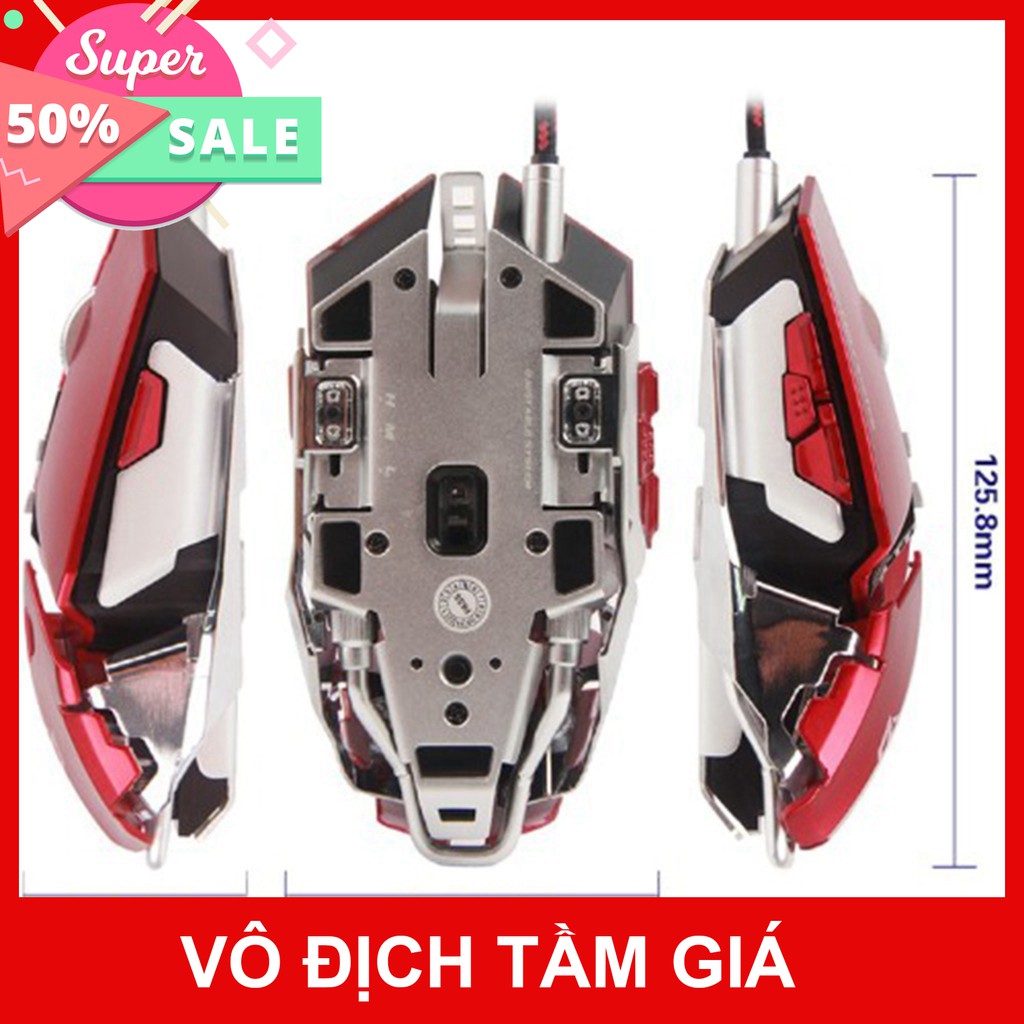 Chuột Gaming Meetion MT985 - Hàng siêu cấp - Màu đỏ và xám đen - Độ bền 50 triệu lượt click - Bảo hành 12 tháng
