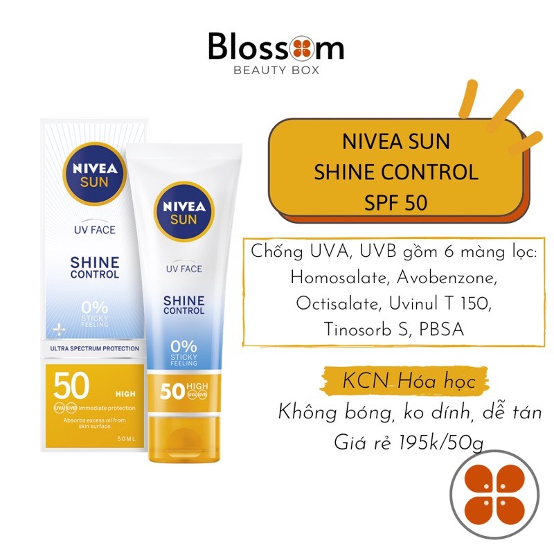 [Mã COS1904 giảm 8% đơn 300K] Kem chống nắng hóa học Nivea shine control spf 50 0% sticky | BigBuy360 - bigbuy360.vn