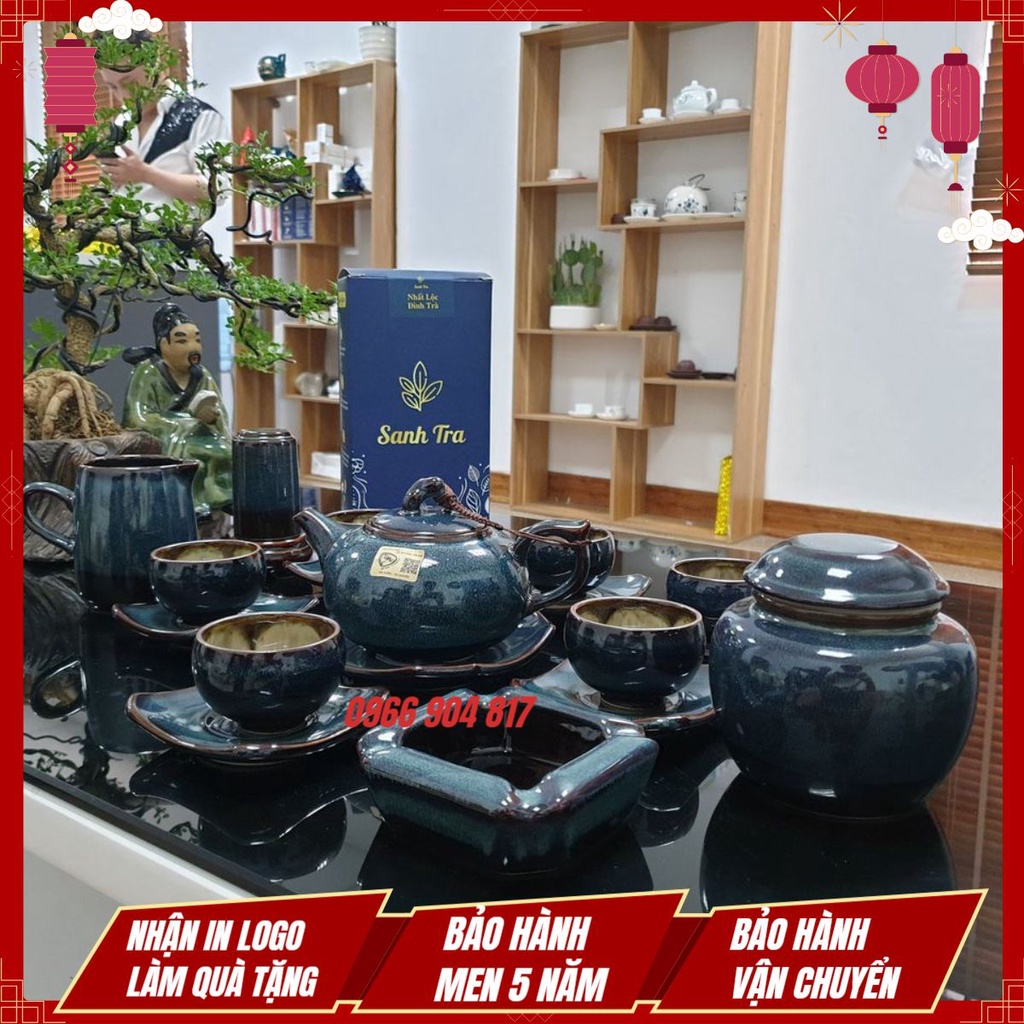 Bộ Ấm Chén Uống Trà, Bộ Ấm Chén Bát Tràng Cao Cấp - Hỏa Kim Sa Hàng Nghệ Nhân Tô Thanh Sơn