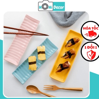 Đĩa sứ dài chữ nhật trang trí chụp ảnh sushi - shop hohi decor
