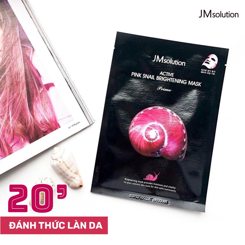 Combo 5 Mặt nạ ốc sên hồng JMSolution Active Pink Snail Brightening Mask trẻ hóa da 30ml x5