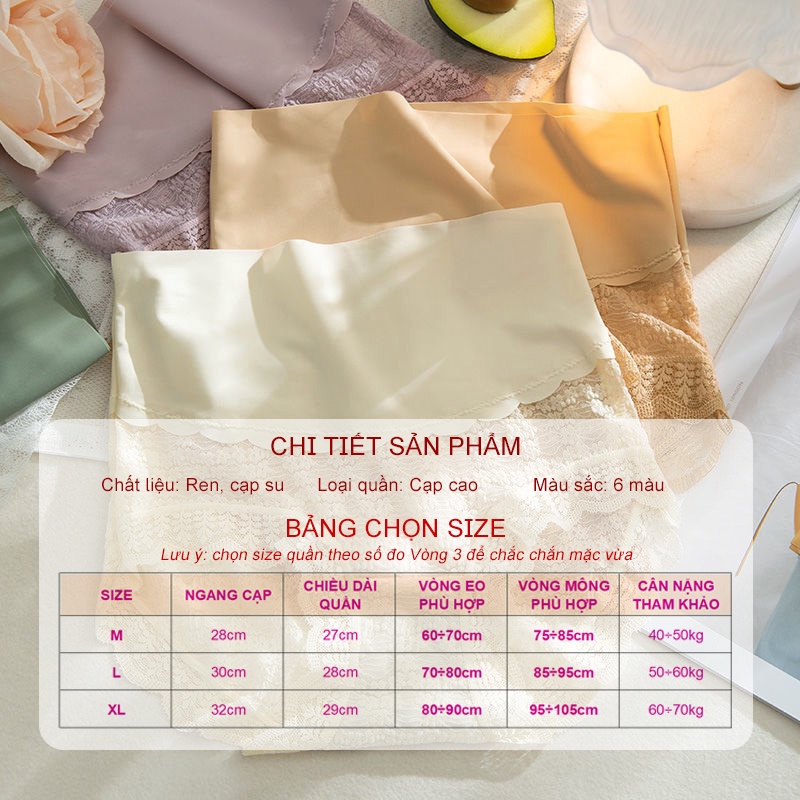 Quần lót nữ cạp cao ren hoa cạp su cao cấp có size lớn FLQ165