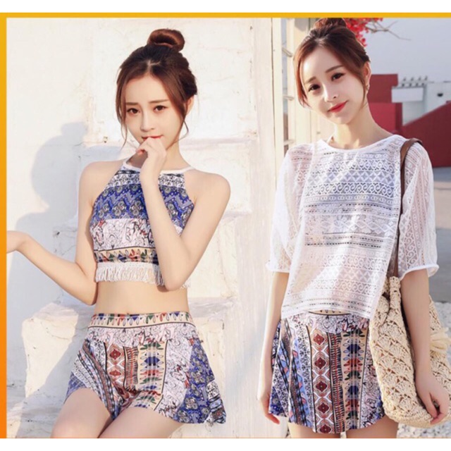 Bikini 3 Mảnh Quảng Châu - Bộ Đồ Bơi Thổ Cẩm
