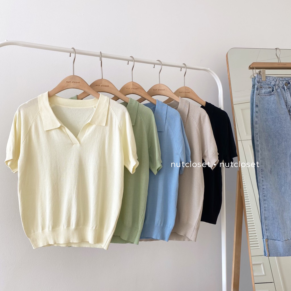Áo mông tơ ghi cổ polo _ A0190
