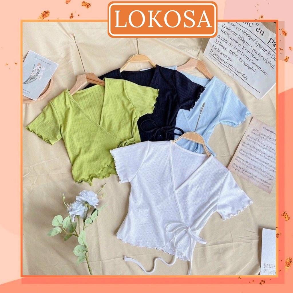Áo Croptop Kiểu LOKOSA Croptop Tay Ngắn Nữ Ôm Body Hở Ngực Sexy Hai Màu Trắng Đen AO032