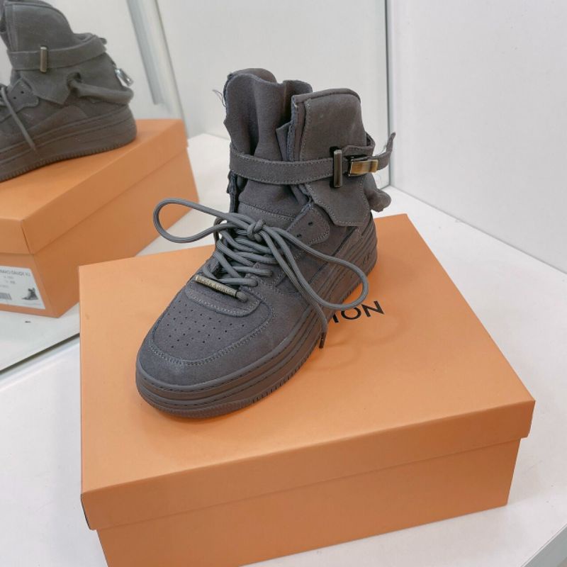 H(ẢNH THẬT) Giày Thể Thao Xám Cổ Cao Da Mềm Êm Fullbox Cao Cấp