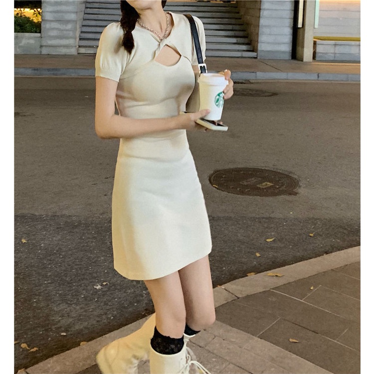 COZOK Đầm Tay Ngắn Dáng Ôm Kiểu Đơn Giản Hợp Thời Trang Quyến Rũ