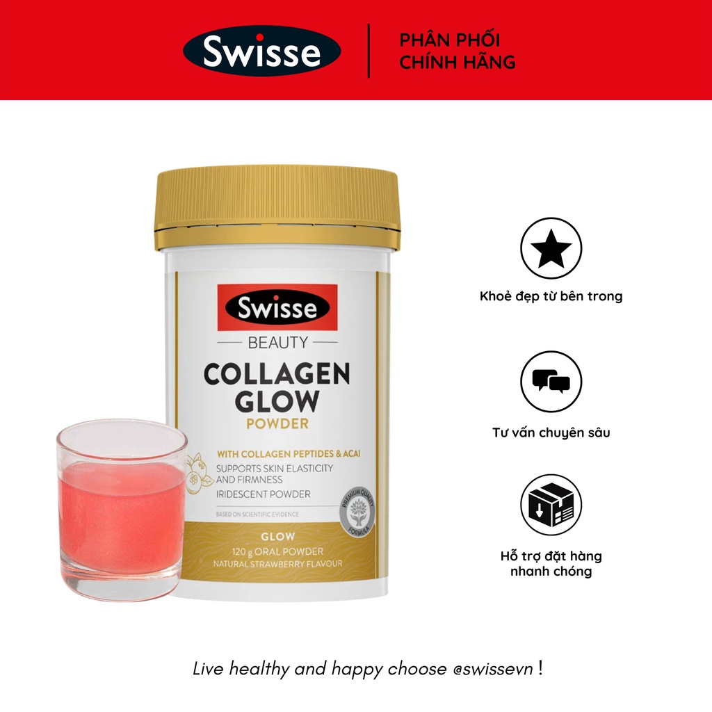 Bột uống Swisse Beauty Collagen Glow Powder 120g