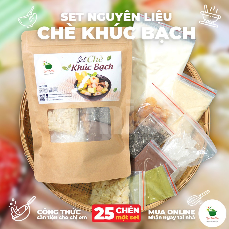 [Free Ship] Set Chè Khúc Bạch Tự Nấu 25 - 30 Chén - Nguyên Liệu Làm Bánh, Nấu Chè Tặng Kèm Công Thức - GÓC CỦA MẸ