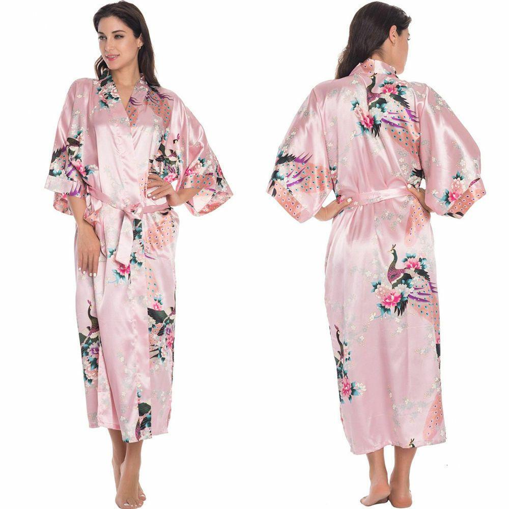 Áo Choàng Ngủ Kimono Bằng Lụa Satin Cho Phù Dâu