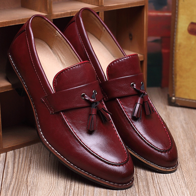 Giày Lười Phối Tua Rua Chất Liệu Da Thời Trang Cho Nam Size 37-48