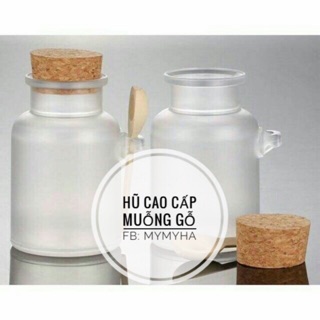 Hũ nhựa 100gram muỗng gỗ đựng bột,mặt nạ