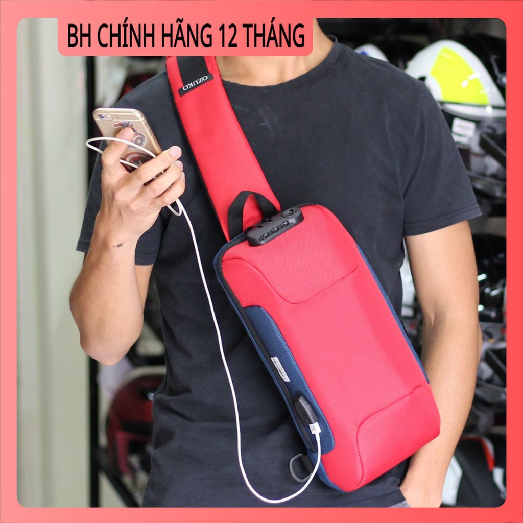 [USB, CHỐNG TRỘM ] Túi đeo chéo nam Ozuko, chống trộm, chống nước - bảo hành 12 tháng