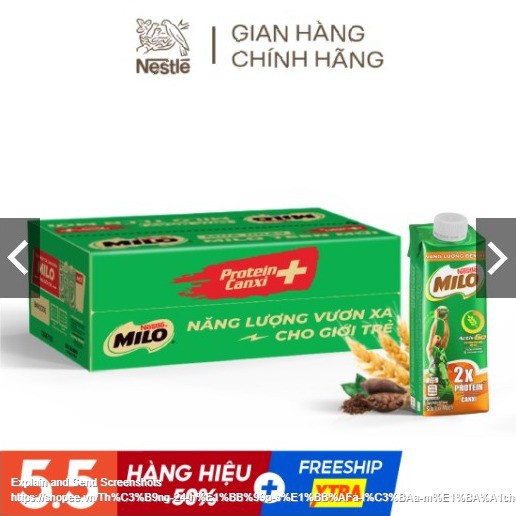 THÙNG 24 HỘP SỮA NẮP VẶN LÚA MẠCH NESTLÉ MILO TEEN PROTEIN CANXI 210 ML/HỘP (NẮP XANH LÁ)