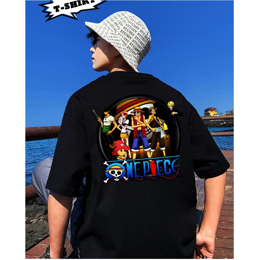 Áo thun tay lỡ unisex form rộng cá tính nam nữ Team Onepiece màu đen chất đẹp - áo phông tee đủ size